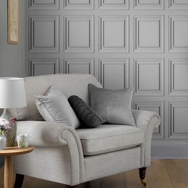 Laura Ashley Redbrook Wood Panel Silver Wallpaper