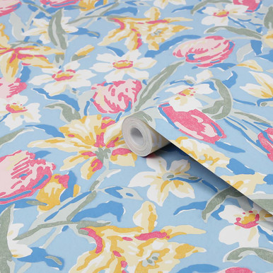 Laura Ashley Tulips China Blue Wallpaper