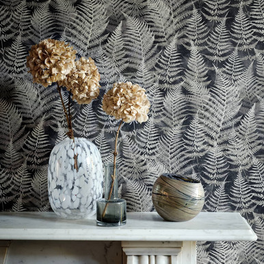 Woodland Fern Charcoal Wallpaper