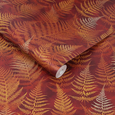 Woodland Fern Rust Wallpaper by Clarissa Hulse