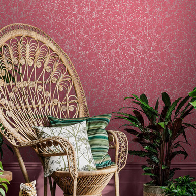 Gypsophila Raspberry & Silver Wallpaper