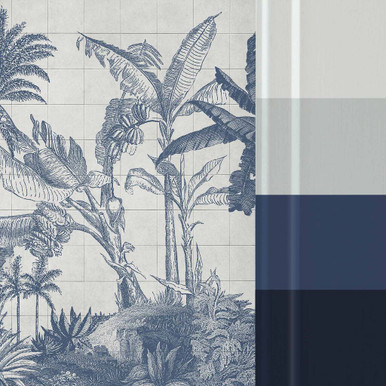 Tiled Jungle Blue Bespoke Mural