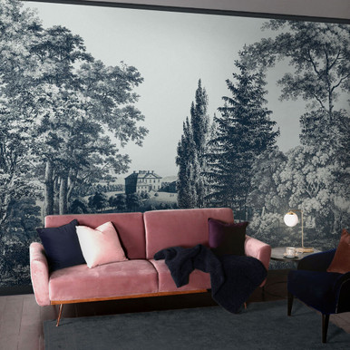 Stately Manor Blue Bespoke Mural