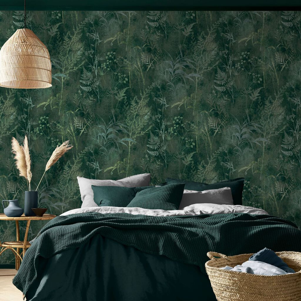 Holden Abstract Faces Wallpaper Trendy Modern Green Gold