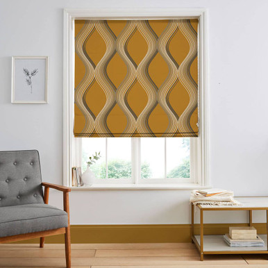 Yellow plaid pattern Living room roller blind