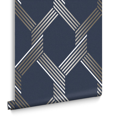 Vector Navy Gold Behang