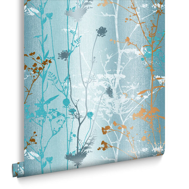 Wild Flower Teal Behang