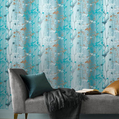 Forage Teal Wallpaper  Cheap Wallpaper - B&M