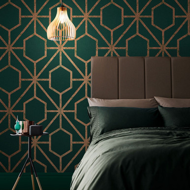 Dusk Green is a rich dark green wallpaper from Pigment, a single