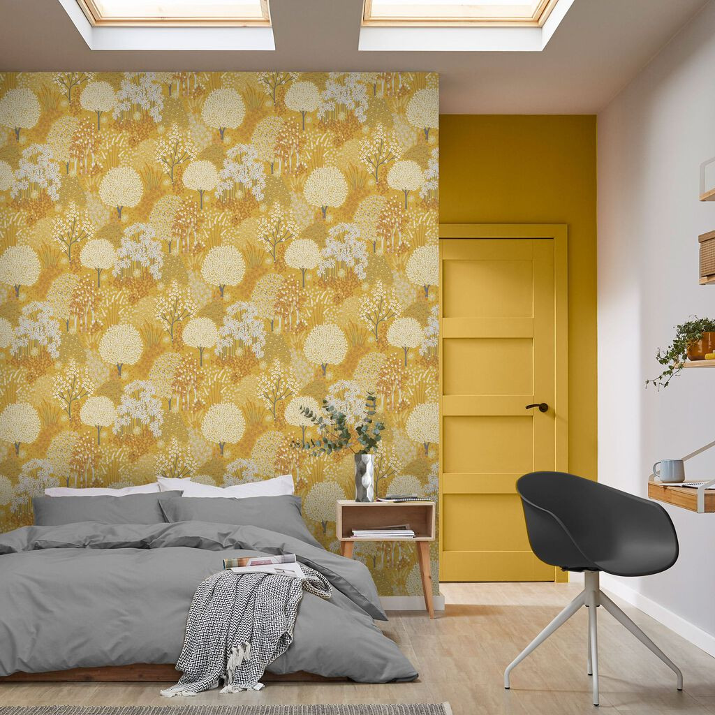 Yellow Wallpaper  Mustard  Ochre Wallpaper  Dunelm