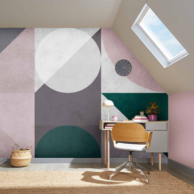 Abstract Geo Pink & Green Bespoke Mural