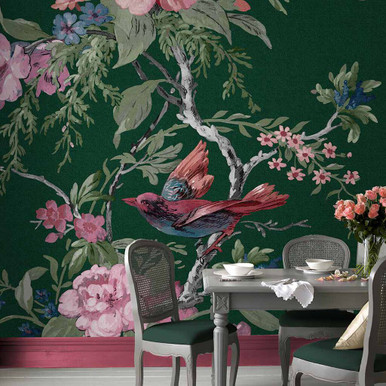 Venetian Floral Verde Papier Peint Panoramique sur mesure