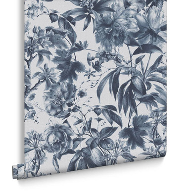 Arcane Garden Ink Blue Wallpaper