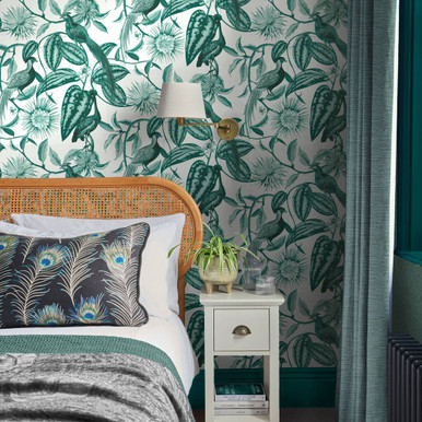 Amherst's Garden Teal Wallpaper