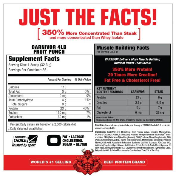 MuscleMeds Carnivor Beef Protein - Supplement Facts
