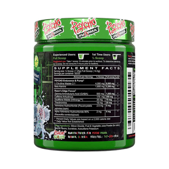 Psycho Pharma Edge Of Insanity - Supplement Facts