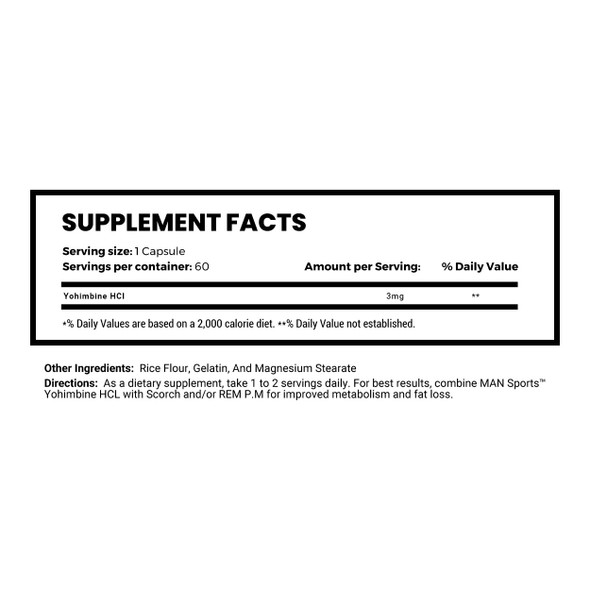 MAN Sports Yohimbine HCI - Supplement Facts