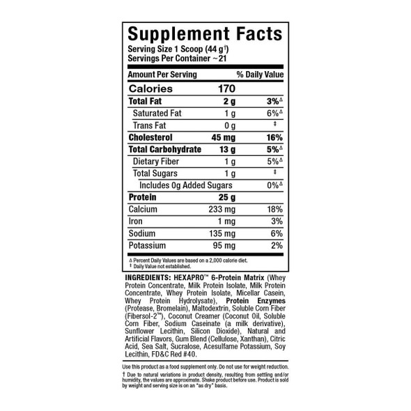 ALLMAX Nutrition Hexapro 2 Lbs - Strawberry (Supplement Facts)