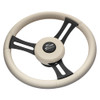 Schmitt  Ongaro Torcello Elite 14" Wheel - Beige Leather  Cap - White Stitching - Black SS Spokes - 3\/4" Tapered Shaft [PU081B11]