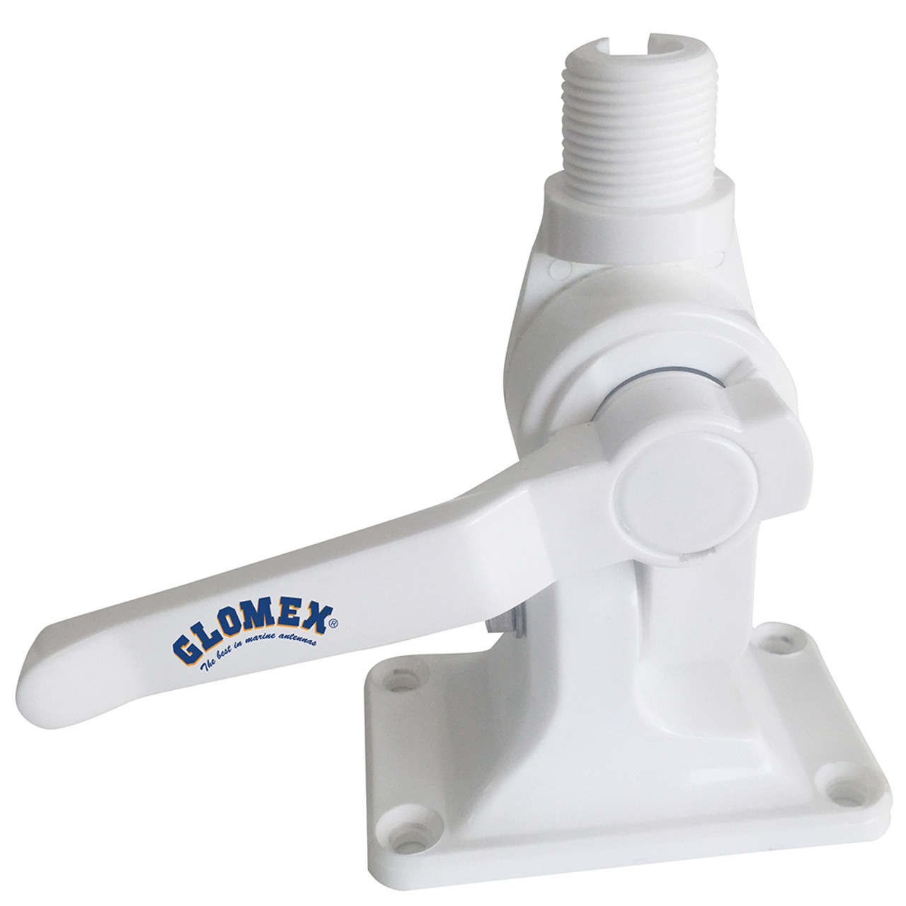 Glomex 4-Way Nylon Heavy-Duty Ratchet Mount w\/Cable Slot  Built-In Coax Cable Feed-Thru 1"-14 Thread [RA115]
