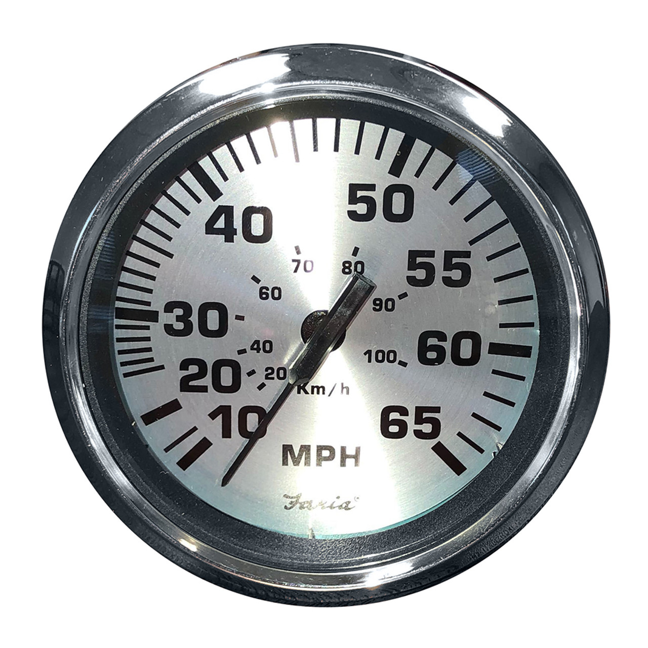 Faria 4" Speedometer (65 MPH) Pitot - Spun Silver [36010]