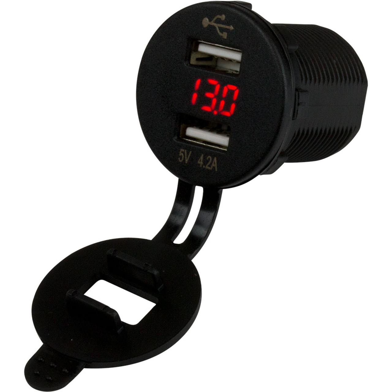 Sea-Dog Dual USB Socket\/Voltmeter w\/Hidden Display [426517-1]