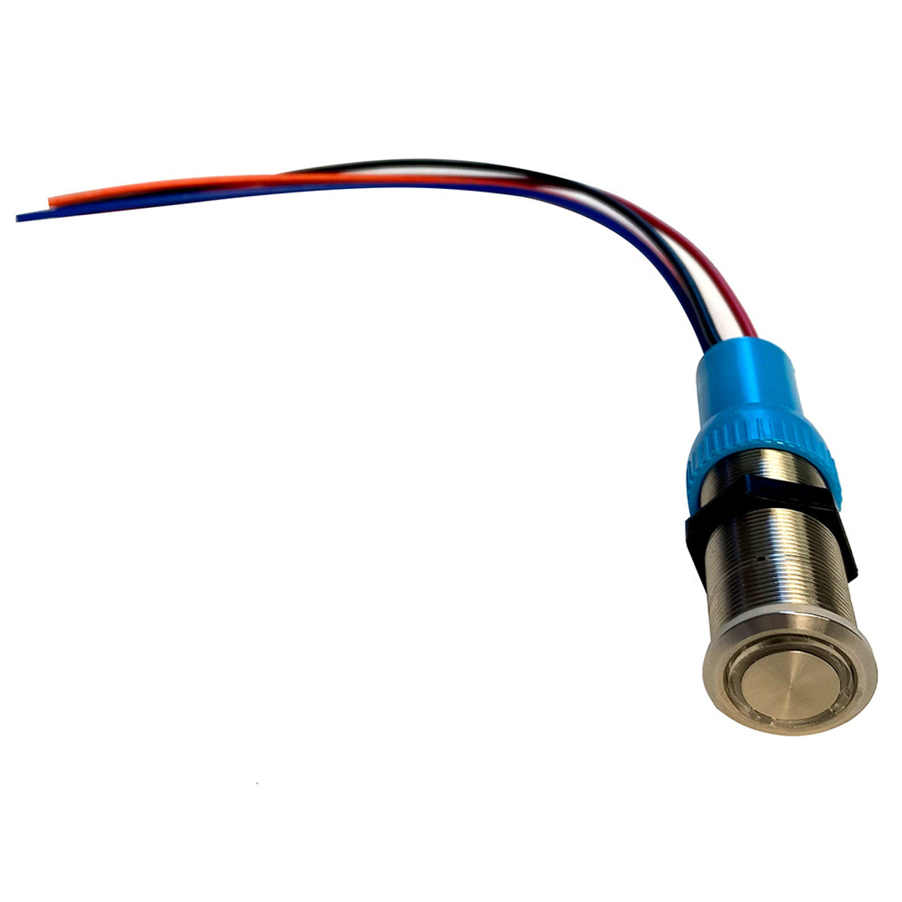 Bluewater 22mm Push Button Switch - Off\/On\/On Contact - Blue\/Green\/Red LED - 4' Lead [9059-3113-4]