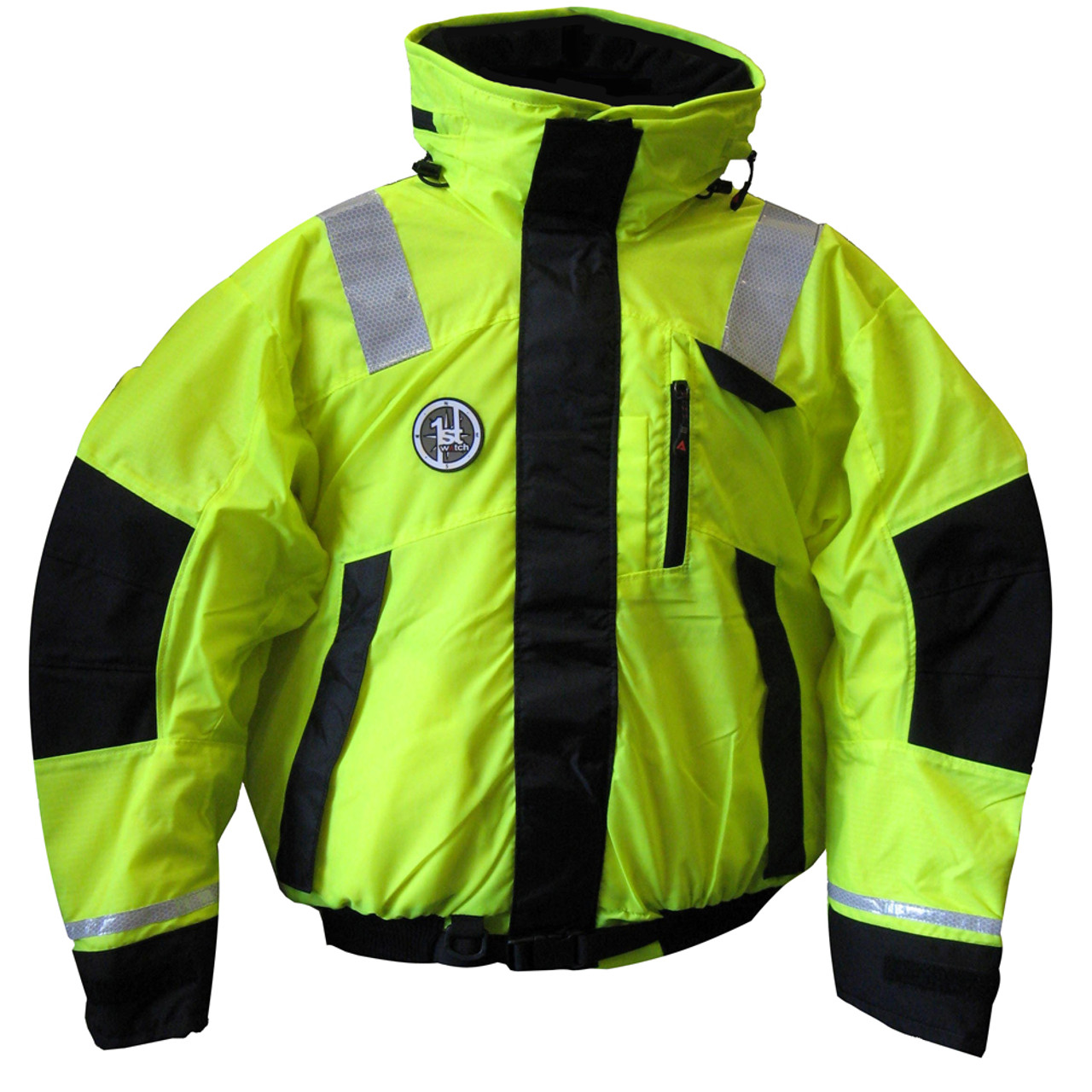 First Watch Hi-Vis Flotation Bomber Jacket - Hi-Vis Yellow\/Black - Large [AB-1100-HV-L]