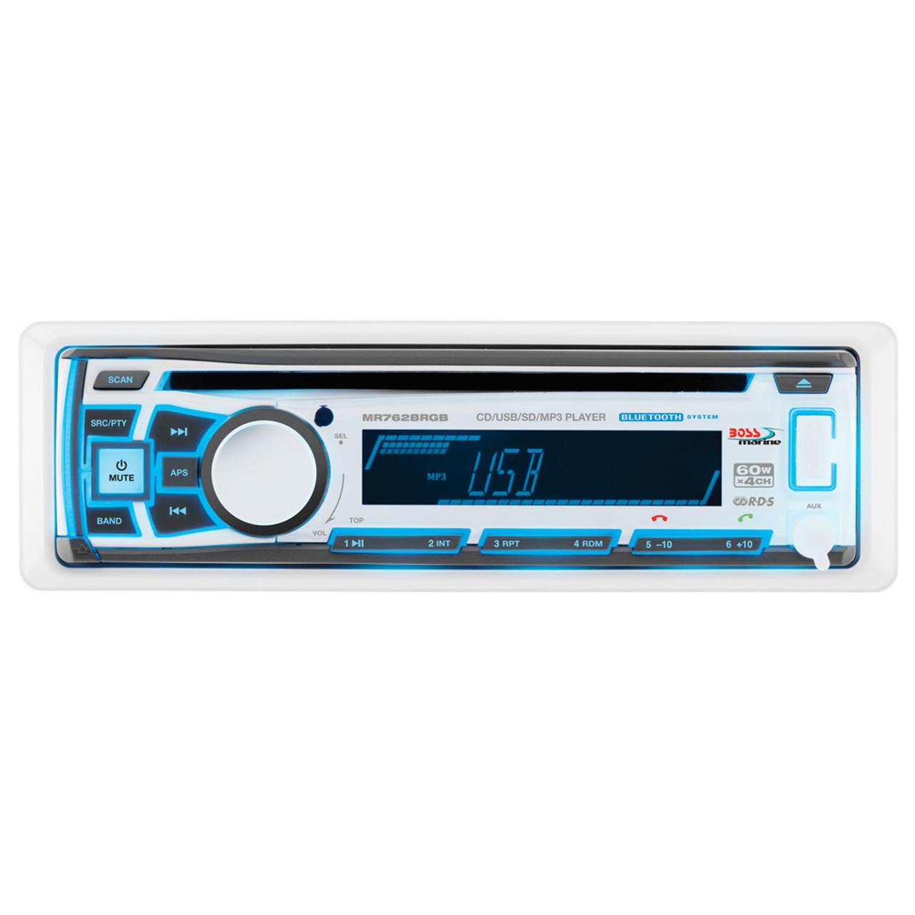 Boss Audio MR762BRGB Single DIN Bluetooth Enabled In-Dash MP3\/CD\/CDRW\/AM\/FM Receiver [MR762BRGB]