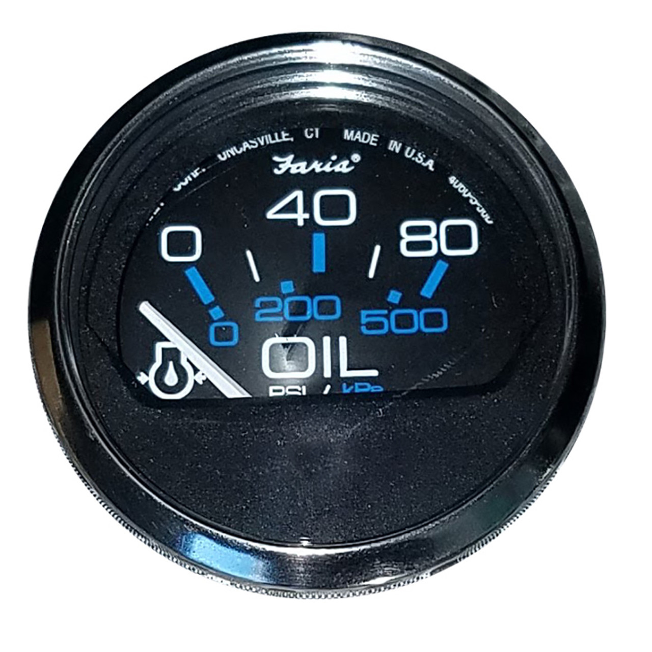 Faria Chesapeake Black SS 2" Oil Pressure Gauge - 80 PSI [13702]