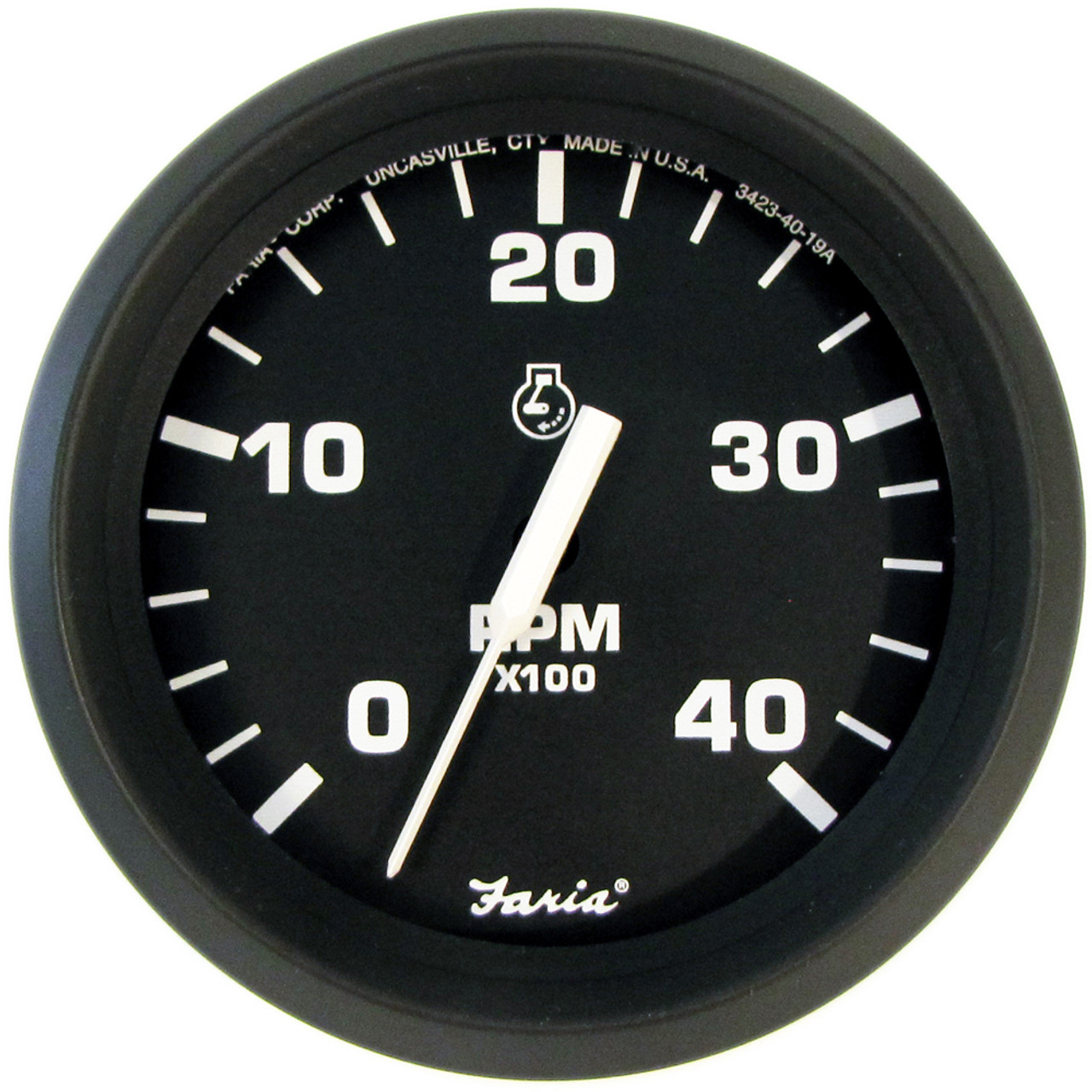 Faria Euro Black 4" Tachometer - 4,000 RPM (Diesel - Mechanical Takeoff & Var Ratio Alt) [32842]