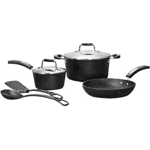 Starfrit 030903-002-0000 The Rock 7-Piece Set w/Bakelite Handles, Medium, Black