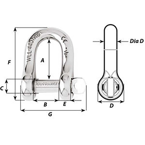 Wichard Captive Pin D Shackle - Diameter 6mm - 1\/4" [01403]