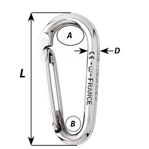 Wichard Symmetric Carbine Hook Without Eye - Length 60mm - 1\/4" [02333]