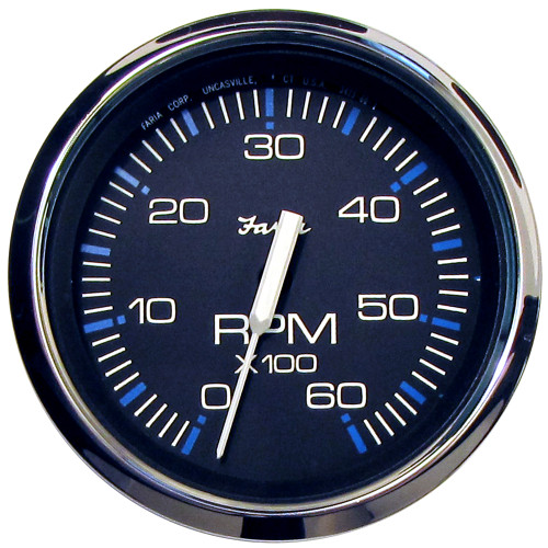 Faria Chesapeake Black SS 4" Tachometer - 6,000 RPM (Gas - Inboard & I\/O) [33710]