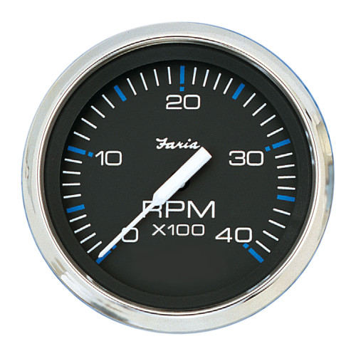 Faria Chesapeake Black SS 4" Tachometer - 4,000 RPM (Diesel) [33742]