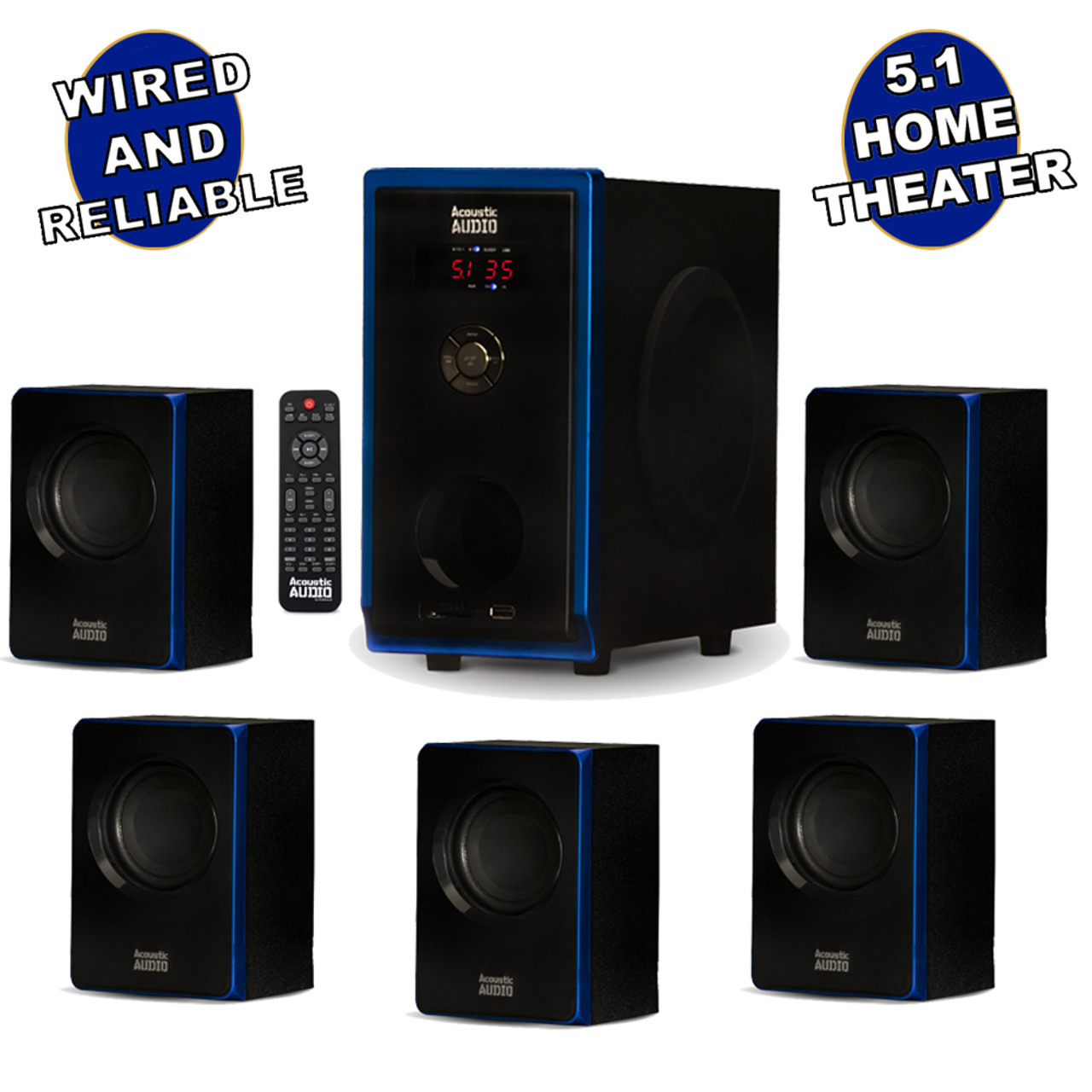 AA5102 Bluetooth 5.1 Speaker System Home Theater Surround Sound 