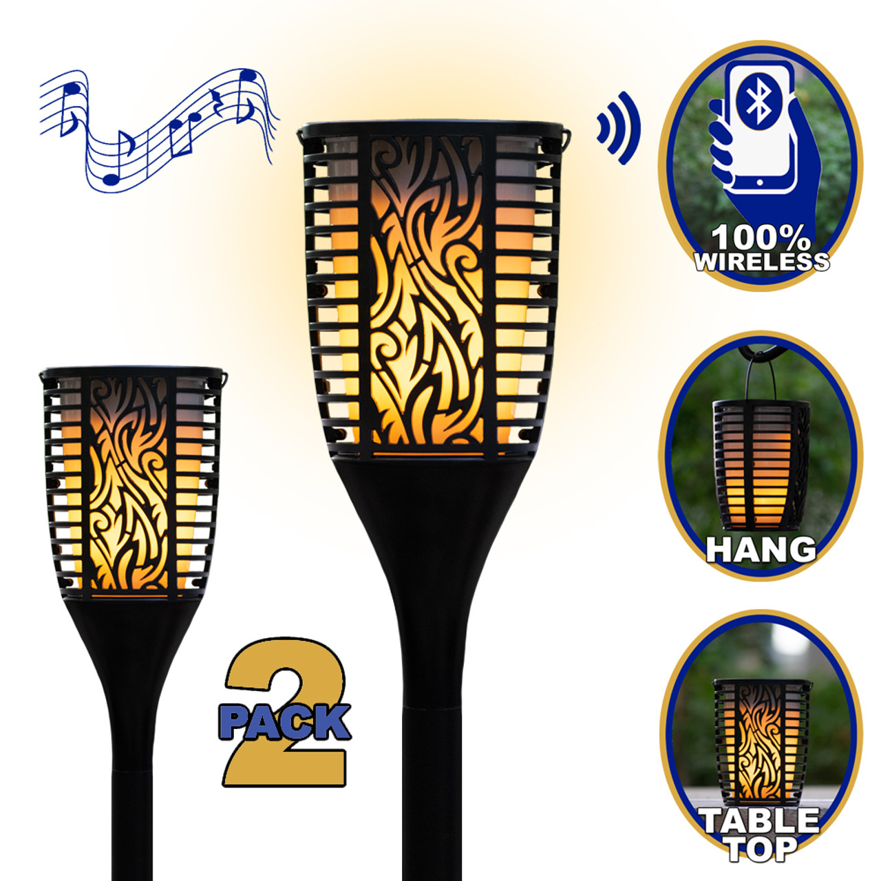 tiki torch with speakers