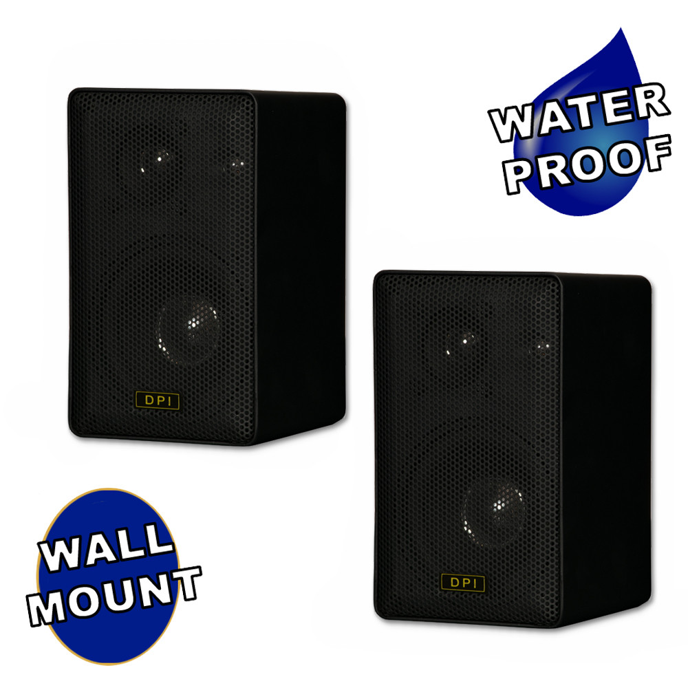 DPI-60B Indoor or Outdoor 3 Way Speakers Black Mountable Pair