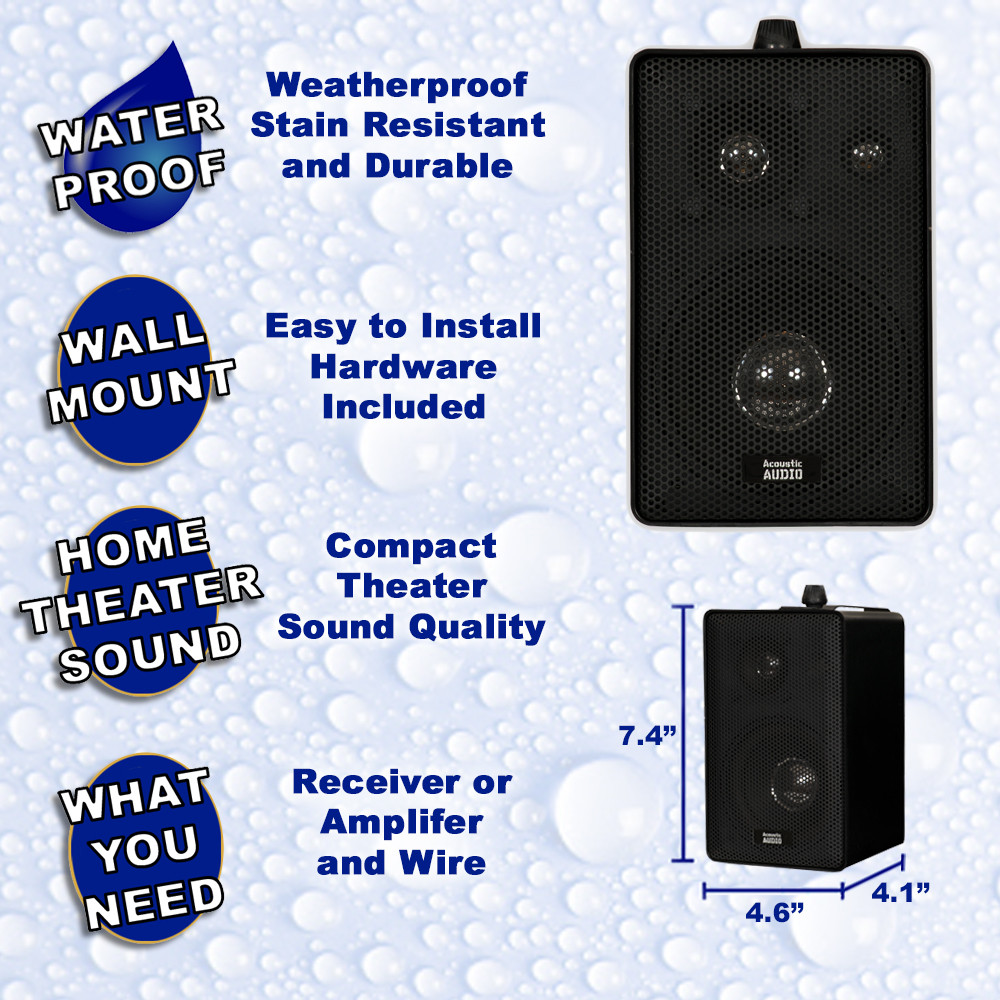 251B Outdoor 3 Way Speakers Mountable Weatherproof Black Pair