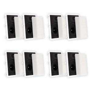 TS80W Flush Mount In Wall Speakers with 8" Woofers Home Theater 4 Pair Pack