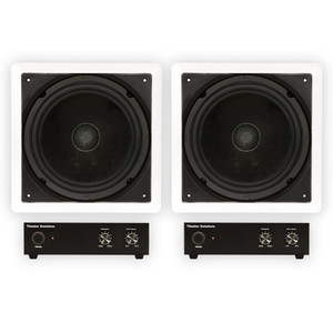 TS1000 Flush Mount Passive 10" Home Theater In Wall 2 Subwoofers and 2 Amps Set