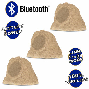 B62S Fully Wireless 300 Watt Rechargeable Battery 6.5" Bluetooth Rock 3 Speaker Set Sandstone