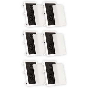 TS65W Flush Mount In Wall Speakers with 6.5" Woofers Home Theater 3 Pair Pack