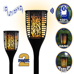 solar tiki torch speakers