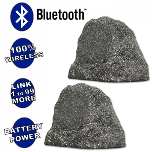 B61GG Fully Wireless 200 Watt Rechargeable Battery Bluetooth 6.5" Rock Speaker Pair Granite Grey