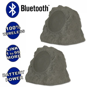 B43GR Fully Wireless 120 Watt Rechargeable Battery Bluetooth Rock Speaker Pair Slate Grey