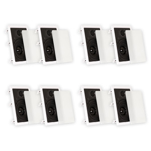 TS65W Flush Mount In Wall Speakers with 6.5" Woofers Home Theater 4 Pair Pack