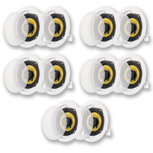 HD-5 Flush Mount In Ceiling Speakers Home Theater 5 Pair Pack
