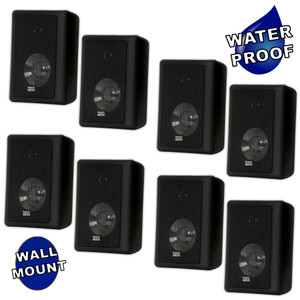 151B Outdoor 2 Way Speakers Mountable Weatherproof Black 4 Pair Pack
